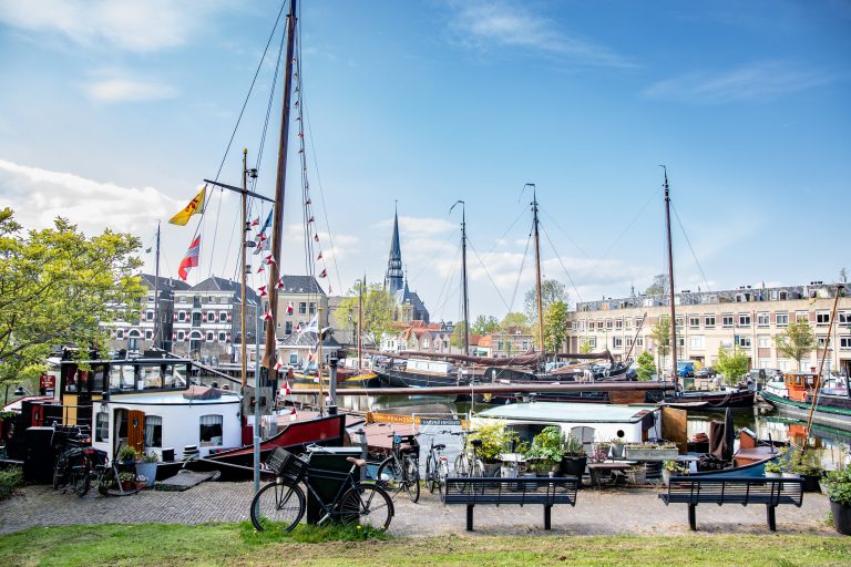 Uitzicht op museumhaven Gouda